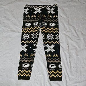 NFL Green Bay Packers Large Sweater Like Leggings Green Yellow White Christmas